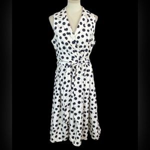 Jessica Howard size 6 cocktail/party dress, white with black polka dots.